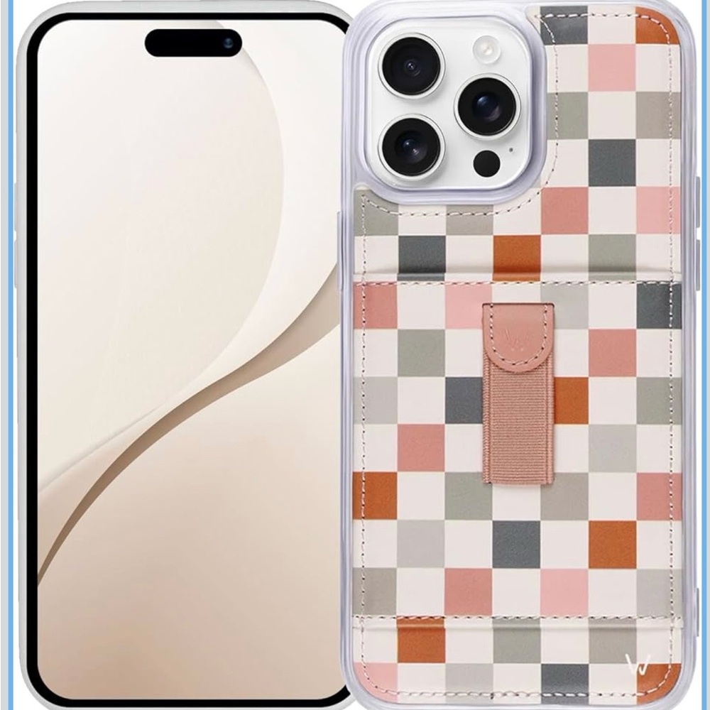 Wallis Multicolor Checkerboard Phone Case with Card Holder